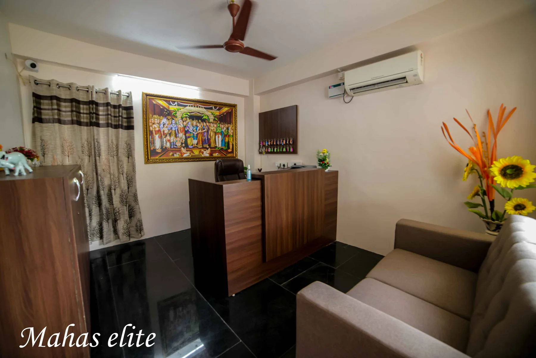 Reception area at Mahas Elite in Tirupati