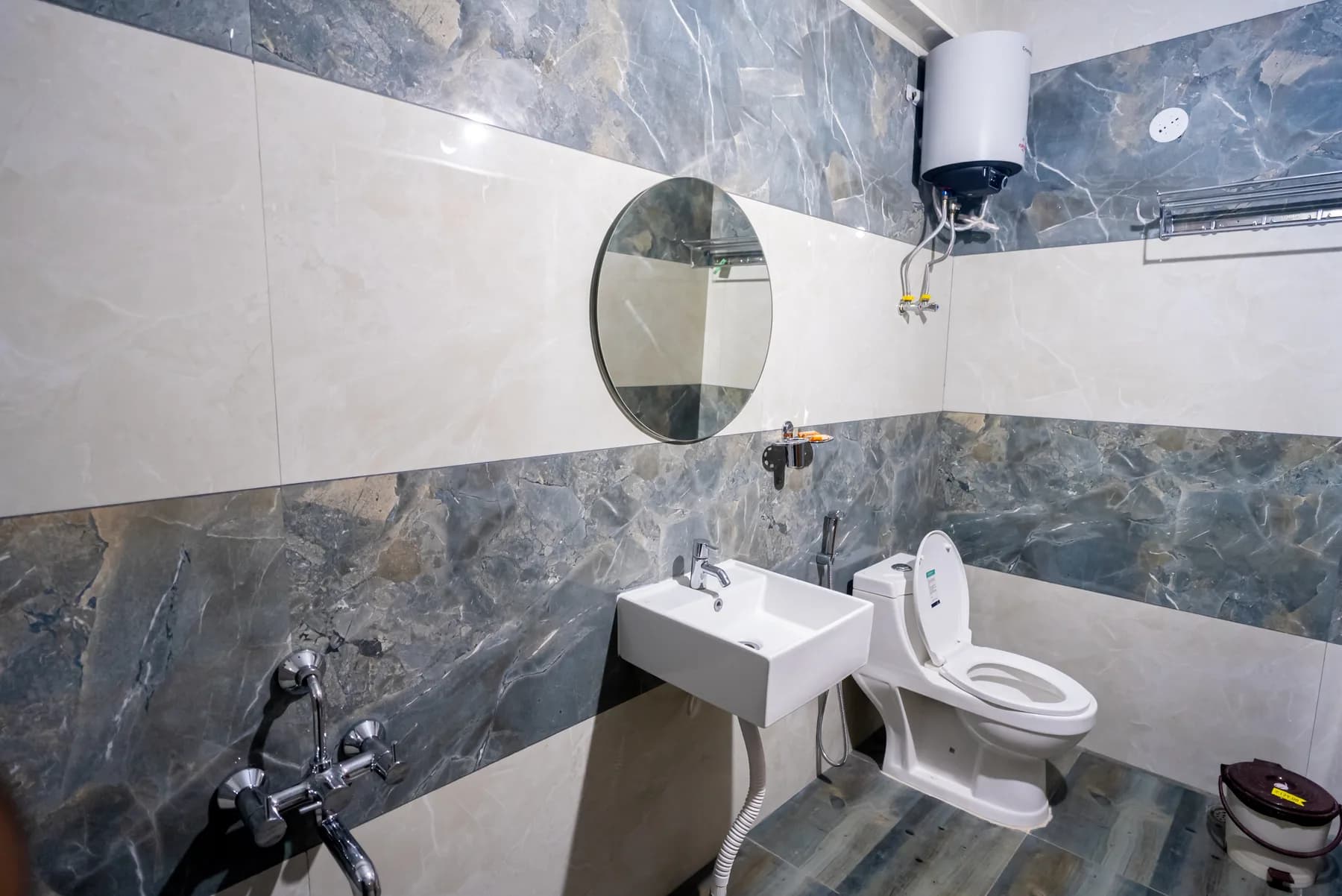 Clean attached bathroom at Mahas Vrindavan