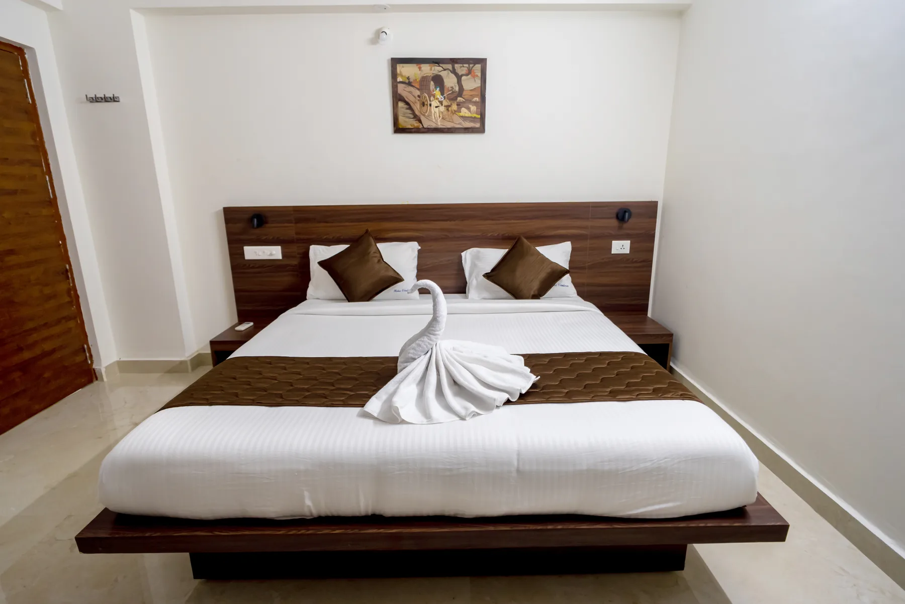Third air-conditioned bedroom at Mahas Vrindavan 3BHK apartment