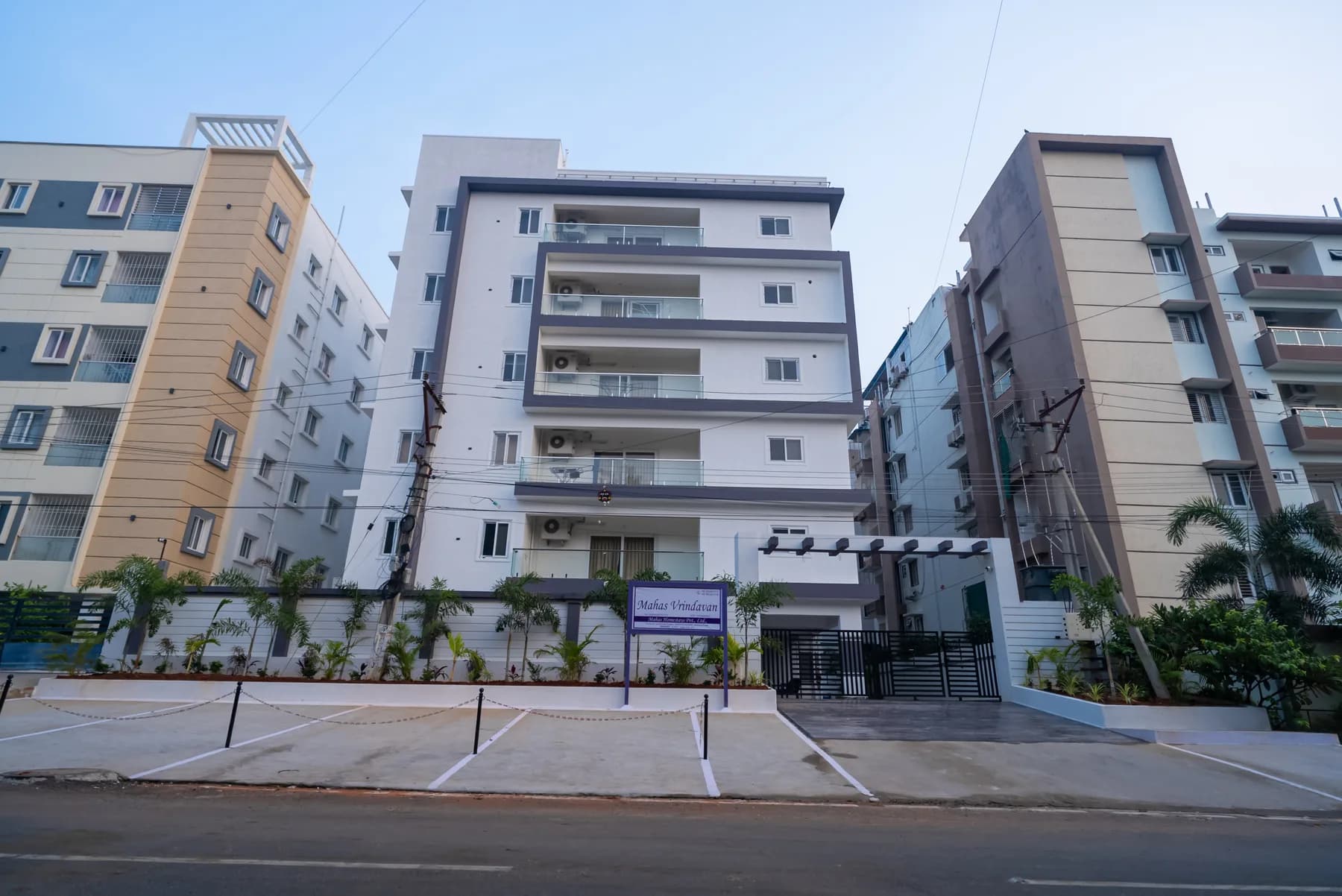 Exterior view of Mahas Vrindavan family apartments in Tirupati