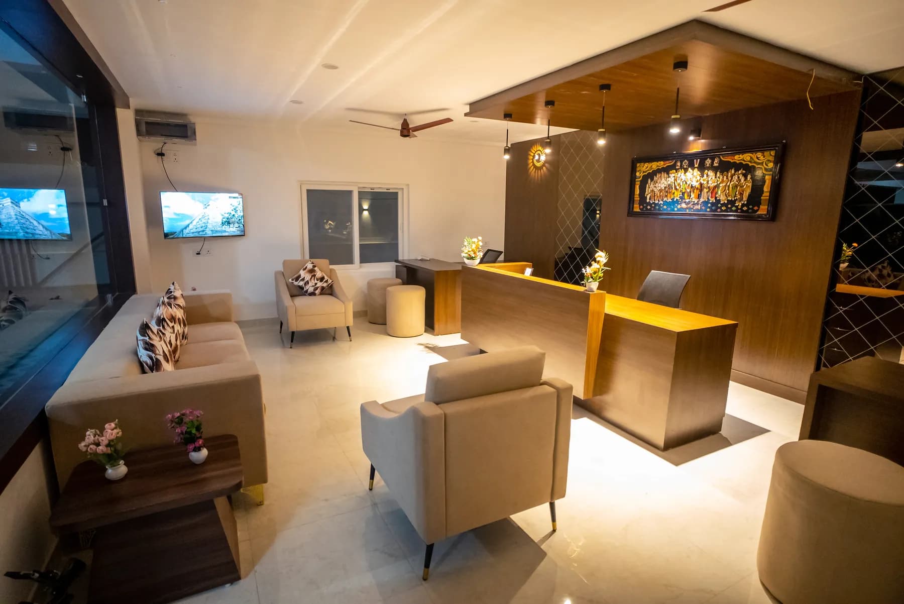 Reception and guest lounge at Mahas Vrindavan