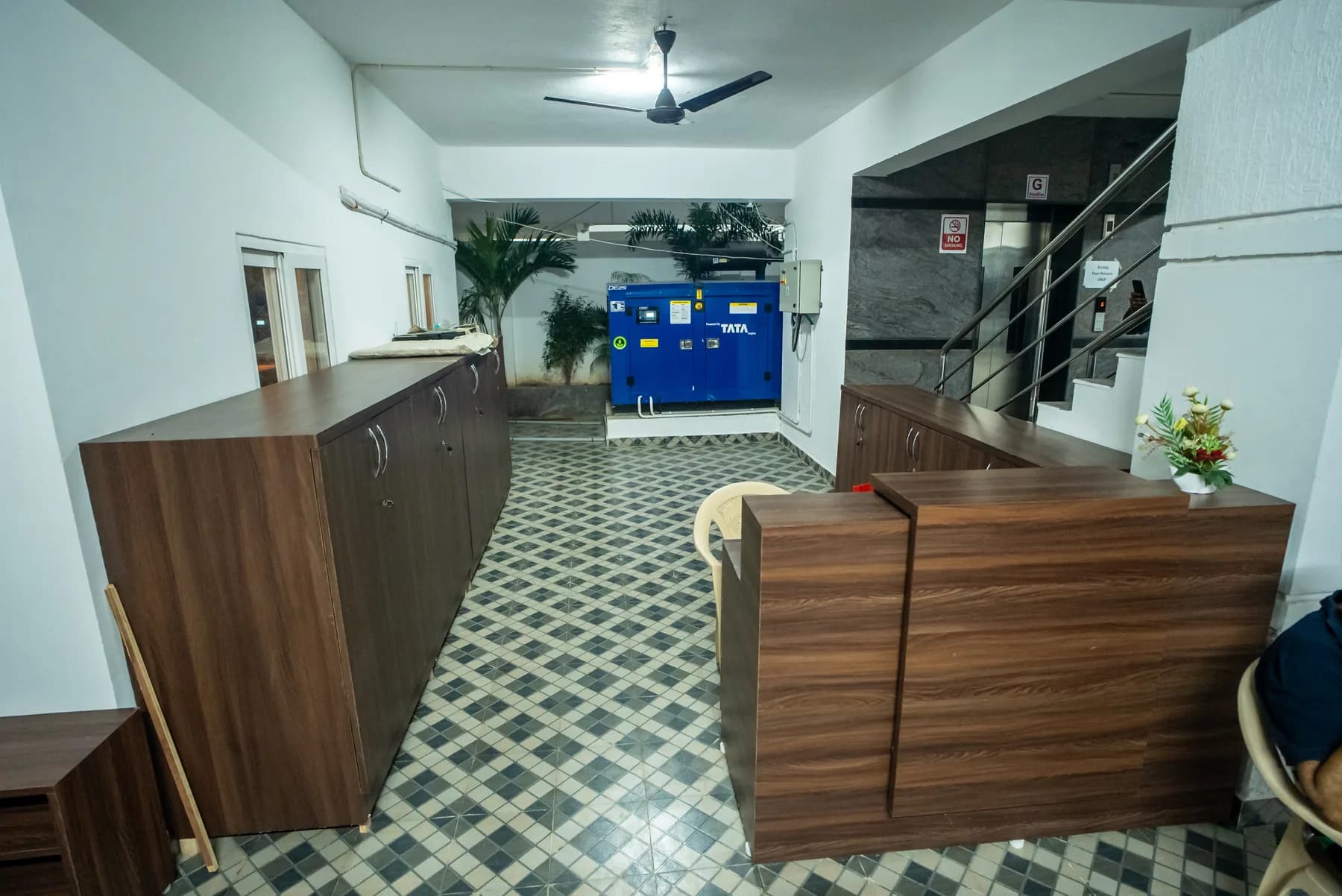 Entrance security and reception area at Mahas Vrindavan
