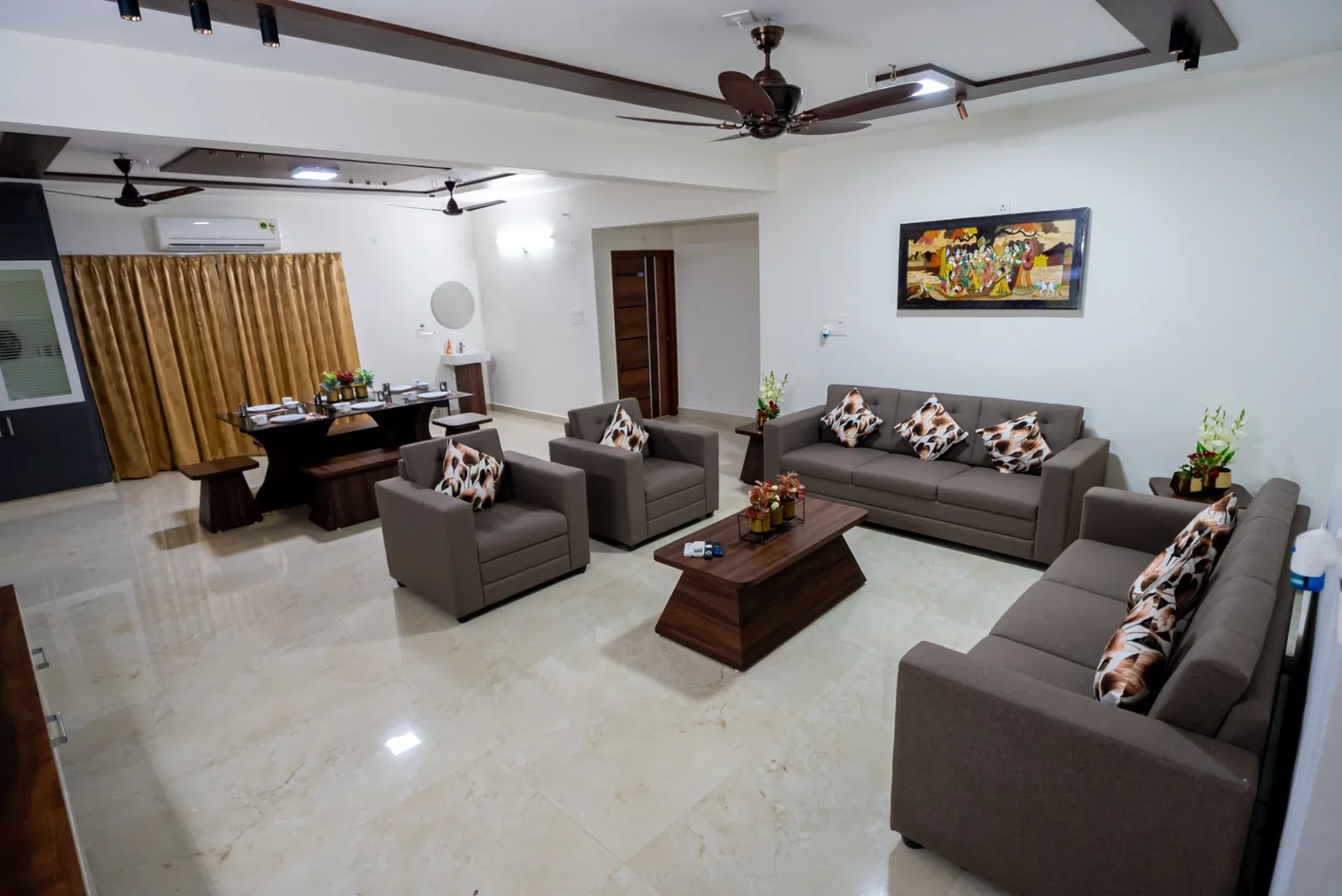 Mahas Vrindavan private 3BHK apartment AC living room in Tirupati