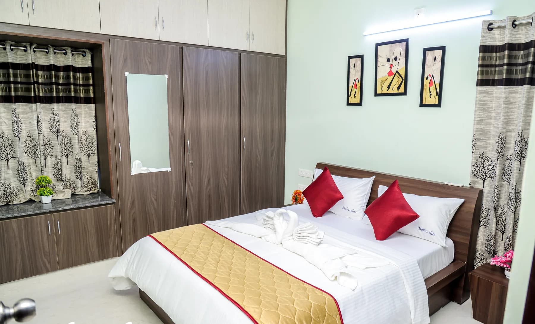 Air-conditioned master bedroom at Mahas Elite in Tirupati
