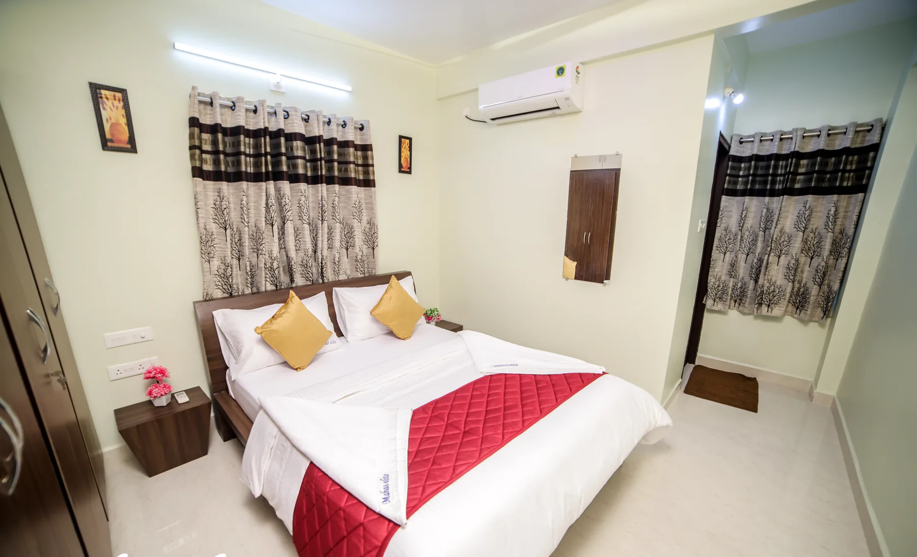 Second air-conditioned bedroom at Mahas Elite 2BHK apartment