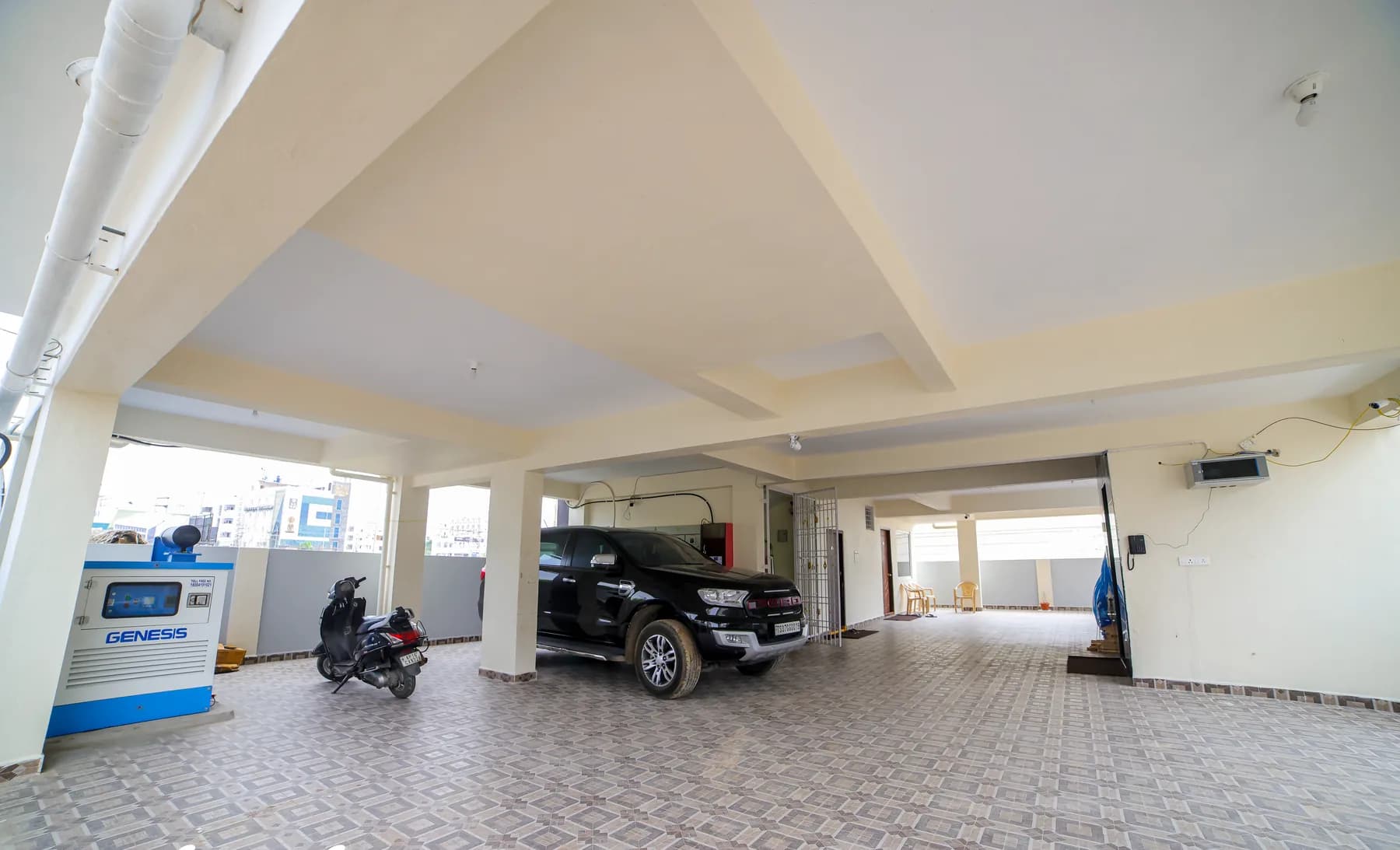 Free covered car parking at Mahas Elite in Tirupati